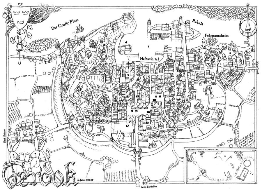Stadtplan aus der Spielhilfe "Am Großen Fluss"